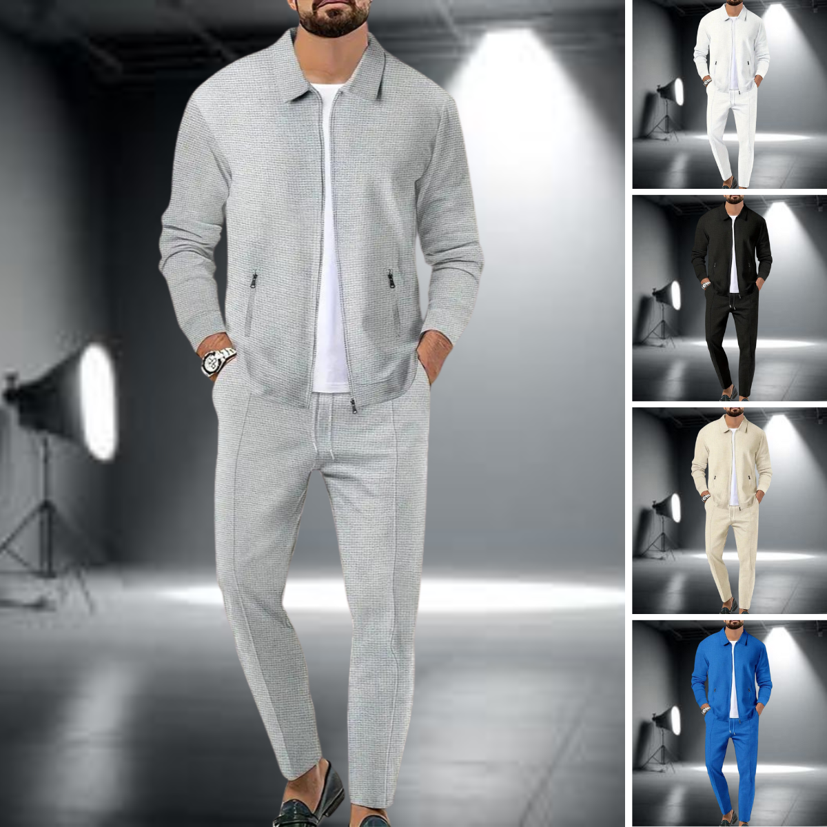 Herren Trainingsanzug – Stilvolle Jacke mit Reißverschluss und Jogginghose, Leichtes Sportset