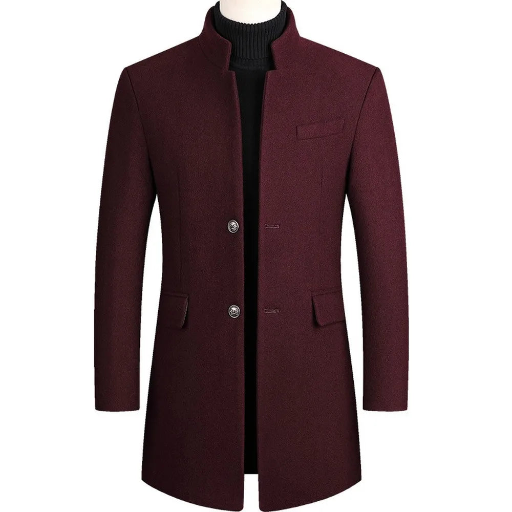 Herrenmantel mit Stehkragen – Eleganter Wintermantel aus Wollmischung