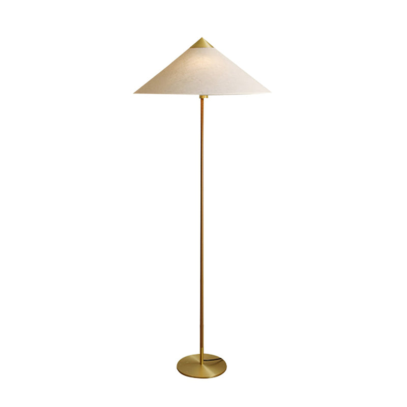 Chinese Hat Vloerlamp - Elegante Lamp met Rieten Stengel en Lichte Schaduw