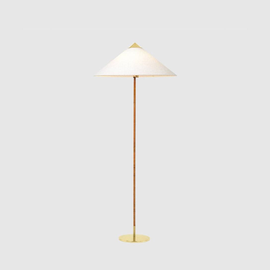 Chinese Hat Vloerlamp - Elegante Lamp met Rieten Stengel en Lichte Schaduw