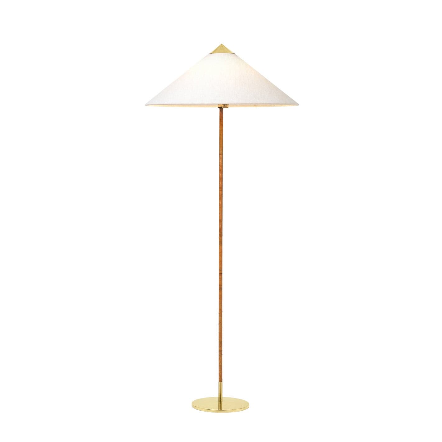 Chinese Hat Vloerlamp - Elegante Lamp met Rieten Stengel en Lichte Schaduw
