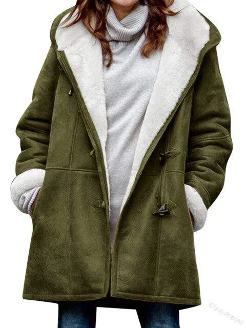 Casual Damesjas met Capuchon – Fleece Gevoerd voor Extra Warmte