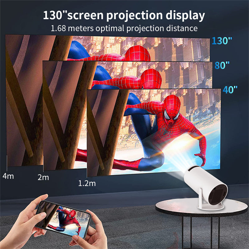 Draagbare 4K Smart Beamer met WiFi & Bluetooth - 180 Graden Projectiehoek en Autofocus