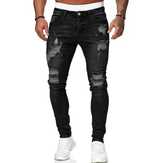 Heren Skinny Spijkerbroek Gescheurd | Vintage Streetstijl