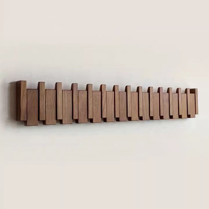 Houten Wandkapstok – Handgemaakte Piano Kapstok met Uitklapbare Haakjes