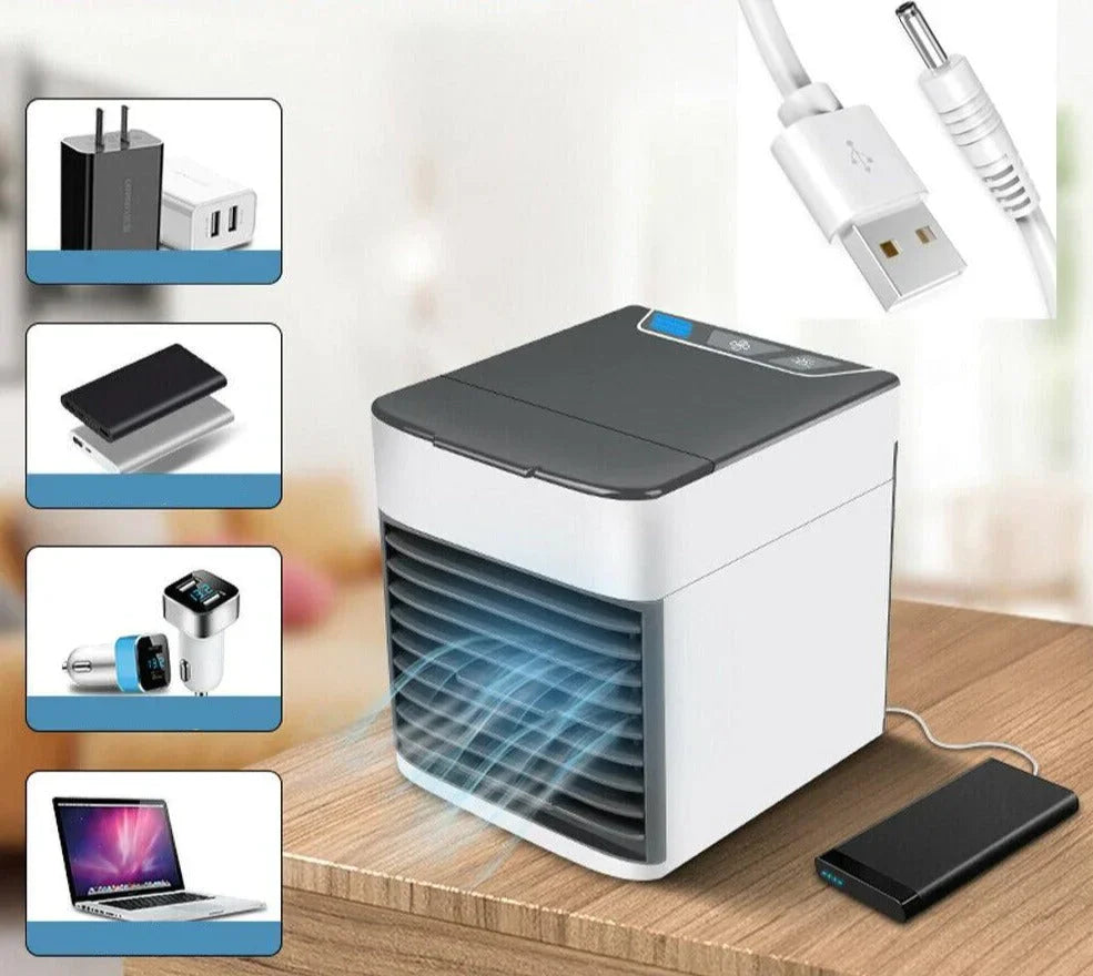 Draagbare Mini Airconditioner – Koelt, Bevochtigt en Zuivert – 3-in-1 USB Luchtkoeler