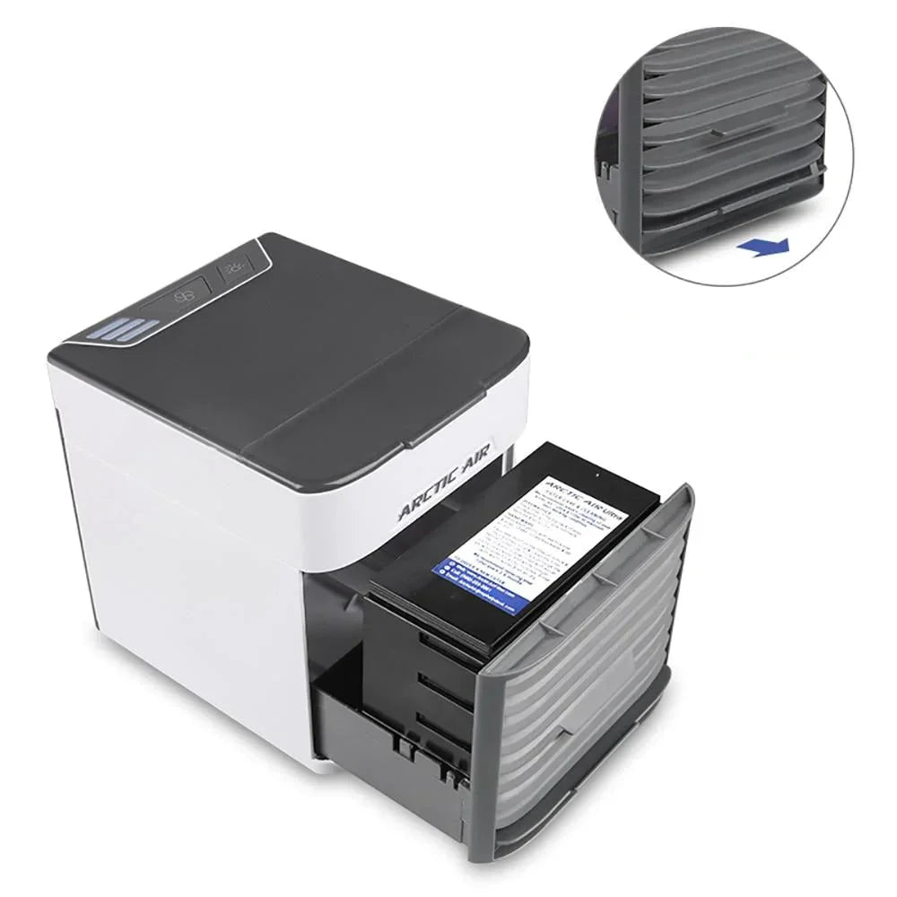 Draagbare Mini Airconditioner – Koelt, Bevochtigt en Zuivert – 3-in-1 USB Luchtkoeler