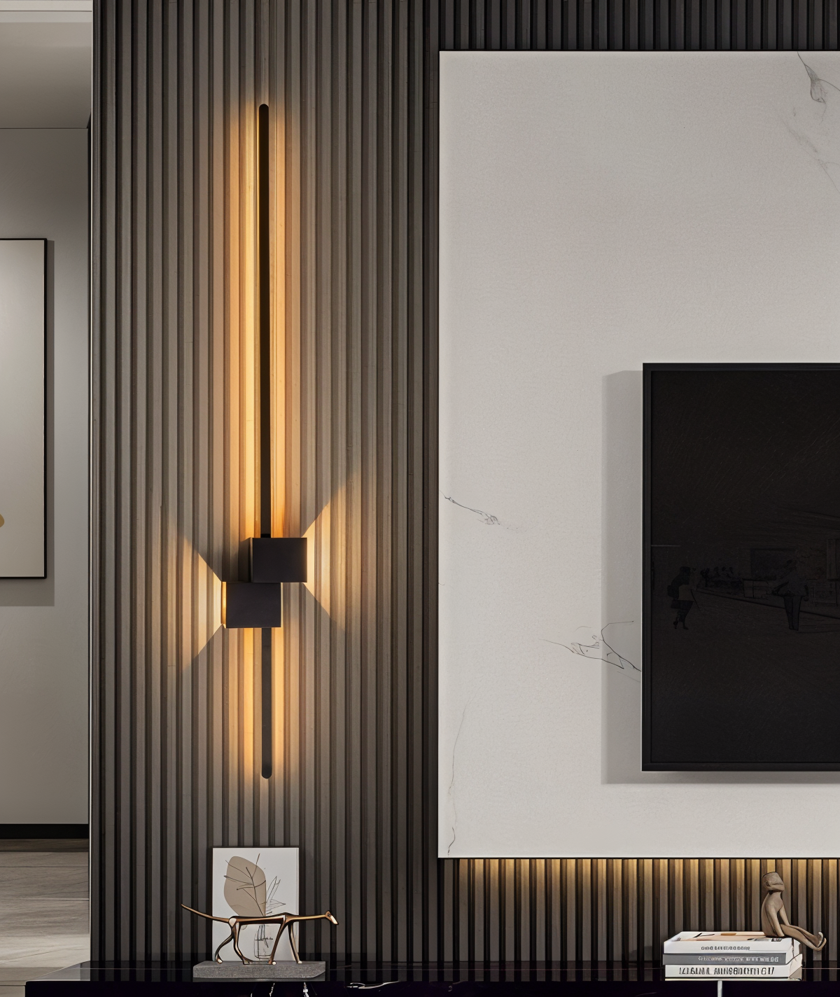 The Line Wandlamp - Minimalistische Zwarte Lange LED Wandverlichting