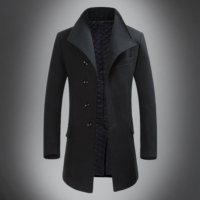 Heren Wol Overjas – Slim Fit Enkelsluiting met Reverskraag – Klassieke Winterjas
