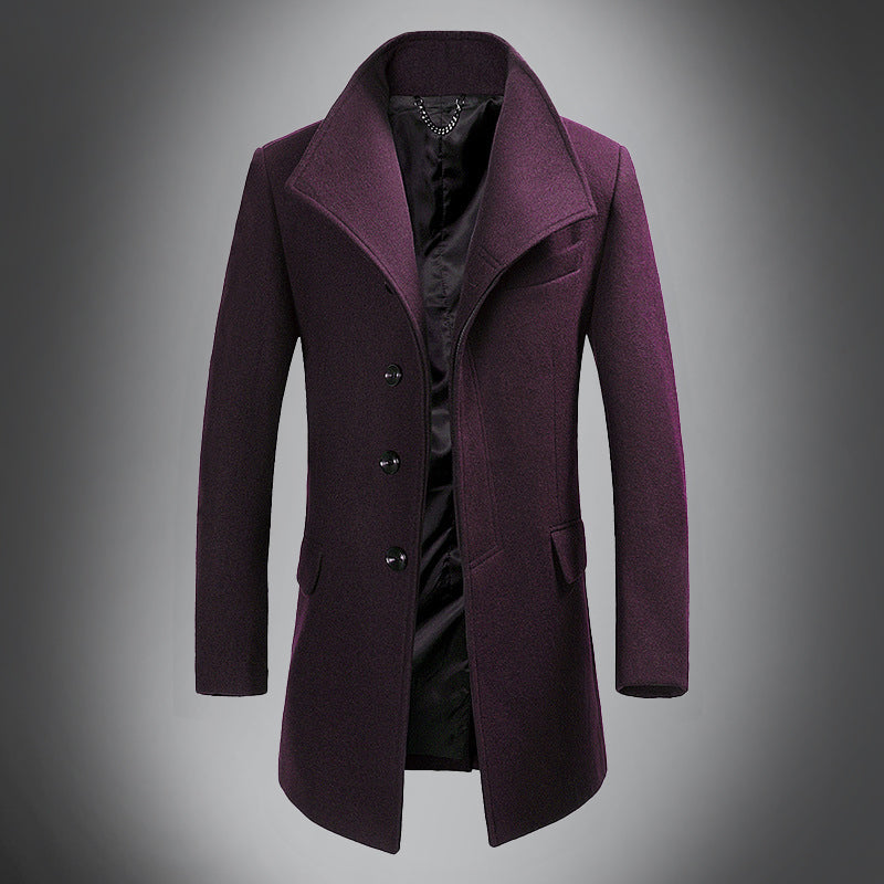 Heren Wol Overjas – Slim Fit Enkelsluiting met Reverskraag – Klassieke Winterjas