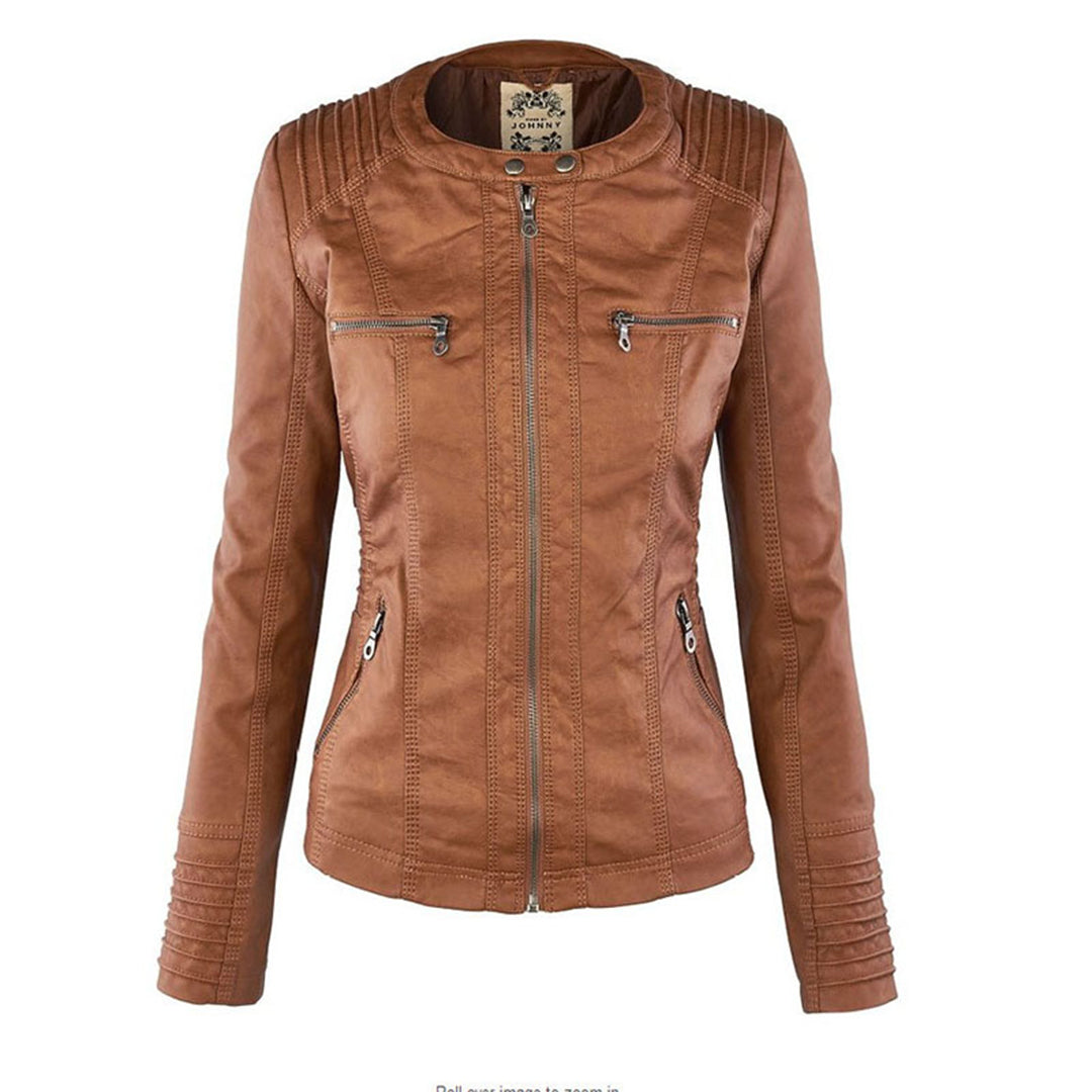 Waterdichte Dames Lederjas met Afneembare Capuchon – Echt Leer & Winddicht