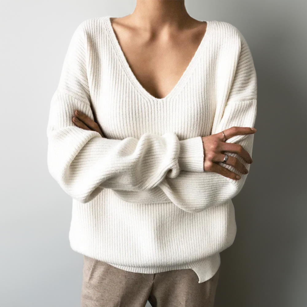 Oversized V-Hals Trui Dames – Los Model met Ballonmouwen