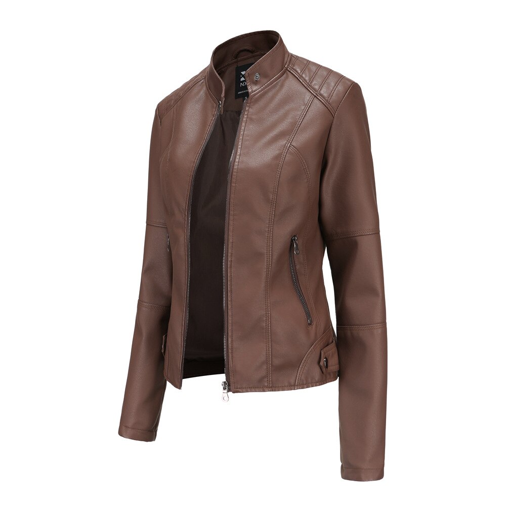 Slim fit bikerjack voor dames – Elegant kunstleer met moderne pasvorm