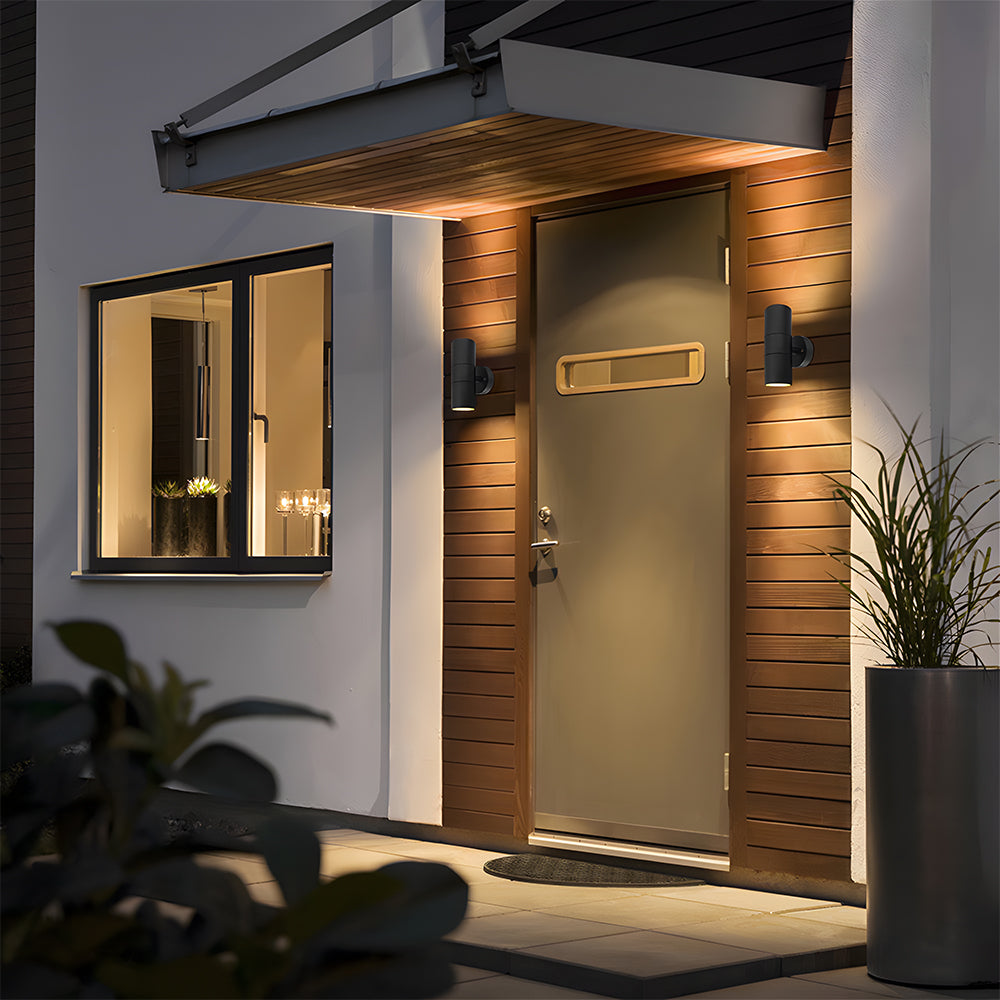 Black Double Up Down Outdoor Wall Light IP65