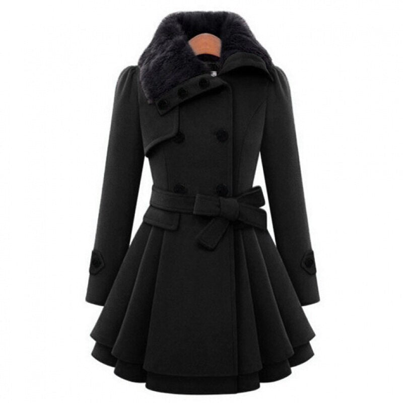 Dames Winter Trenchcoat – Slim Fit met Ceintuur & Dubbele Sluiting