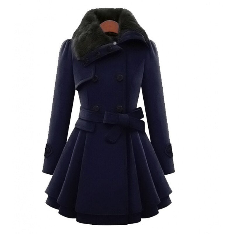 Dames Winter Trenchcoat – Slim Fit met Ceintuur & Dubbele Sluiting