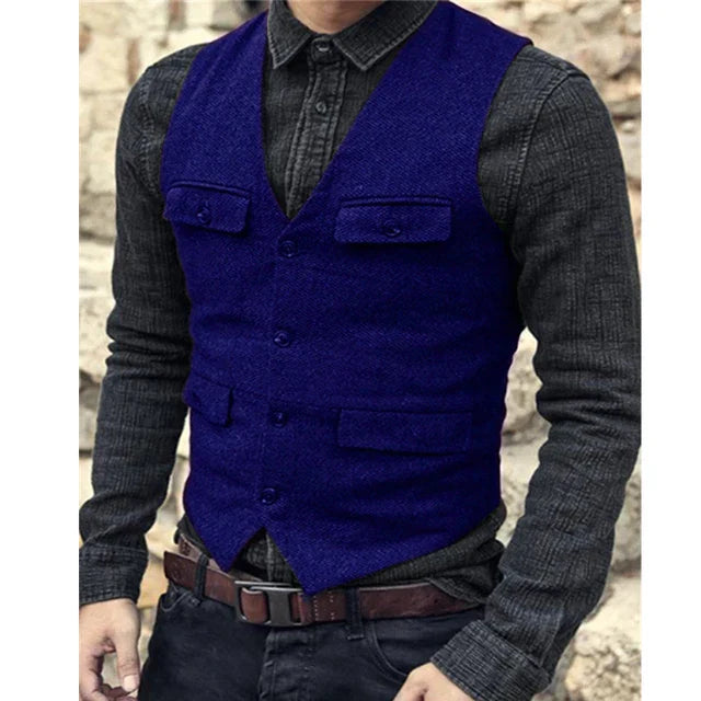 Heren Gilet – Slim Fit – Single-Breasted – Verstelbare Achterband – Formele Kleding