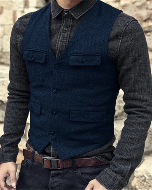 Heren Gilet – Slim Fit – Single-Breasted – Verstelbare Achterband – Formele Kleding