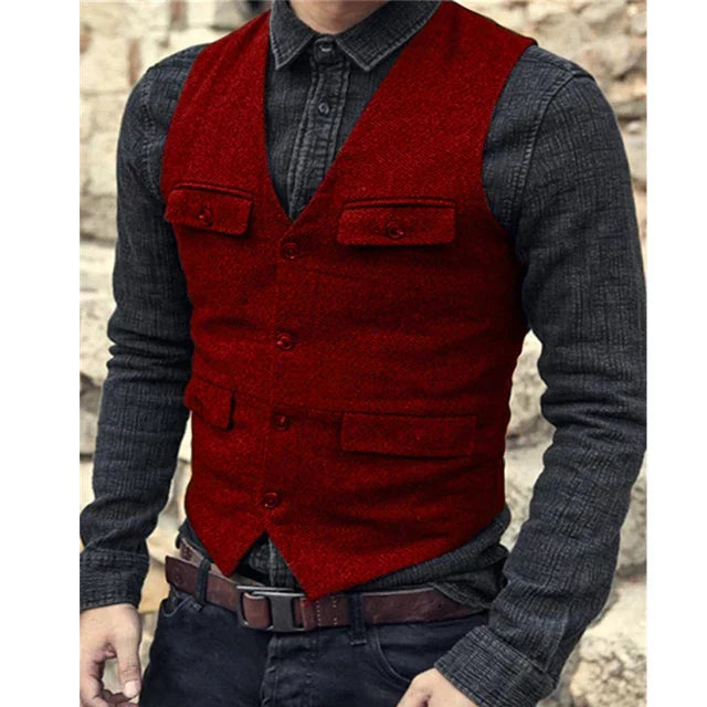 Heren Gilet – Slim Fit – Single-Breasted – Verstelbare Achterband – Formele Kleding