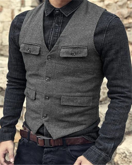 Heren Gilet – Slim Fit – Single-Breasted – Verstelbare Achterband – Formele Kleding