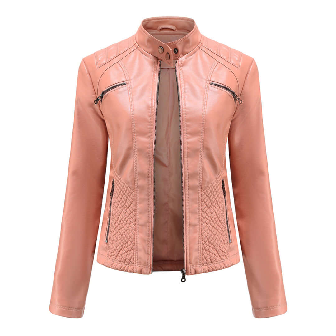 Dames Leren Jas met Tijdloze Elegante Look