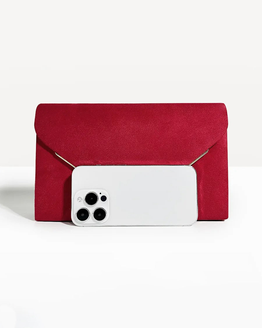Fluwelen Envelope Clutch – Suède Look voor Avondelijke Elegantie