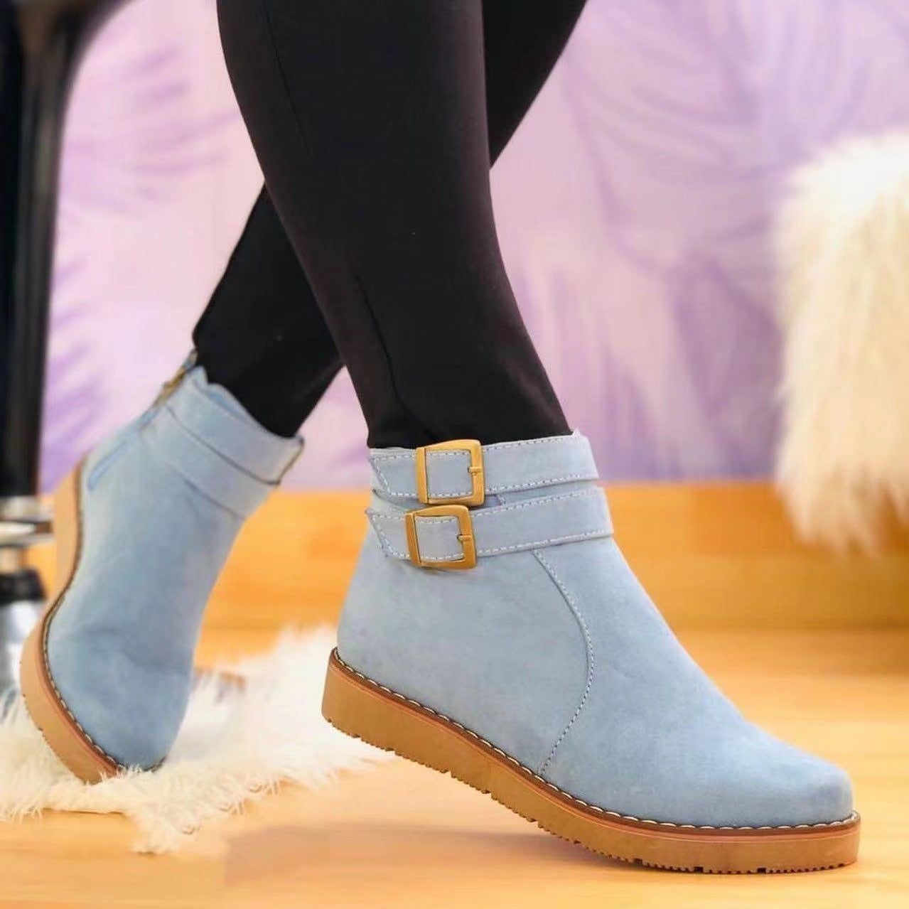 Damen Stiefeletten mit Wildlederoptik – Flach & Langlebig für Jeden Tag