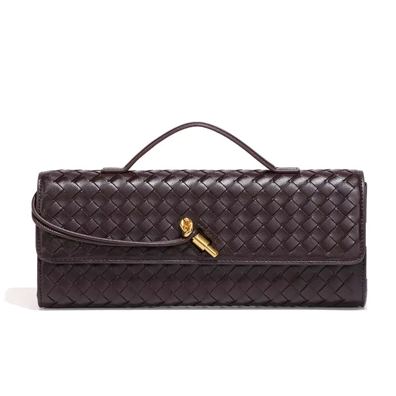 Chique Gevlochten Vegan Leren Clutch – Tijdloze Elegantie