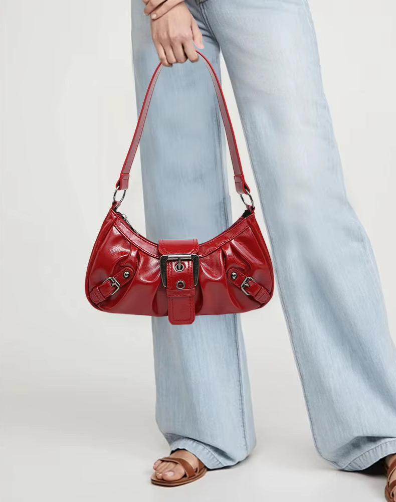 Hobo-Tasche aus Vintage-Kunstleder – Mit Schnalle und Verstellbarem Schulterriemen