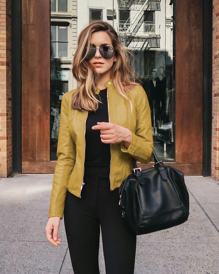Dames Slim-Fit Leren Jas - Modern en Stijlvol