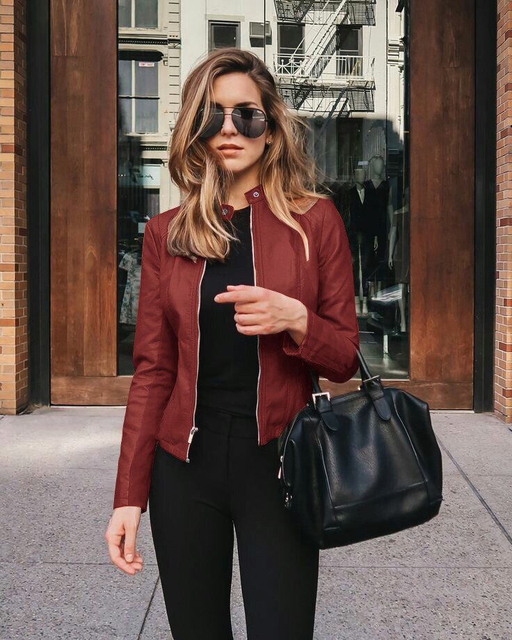 Dames Slim-Fit Leren Jas - Modern en Stijlvol