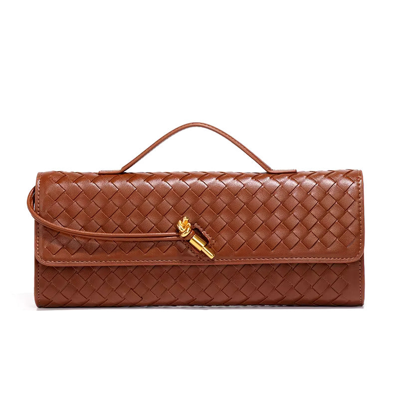 Chique Gevlochten Vegan Leren Clutch – Tijdloze Elegantie