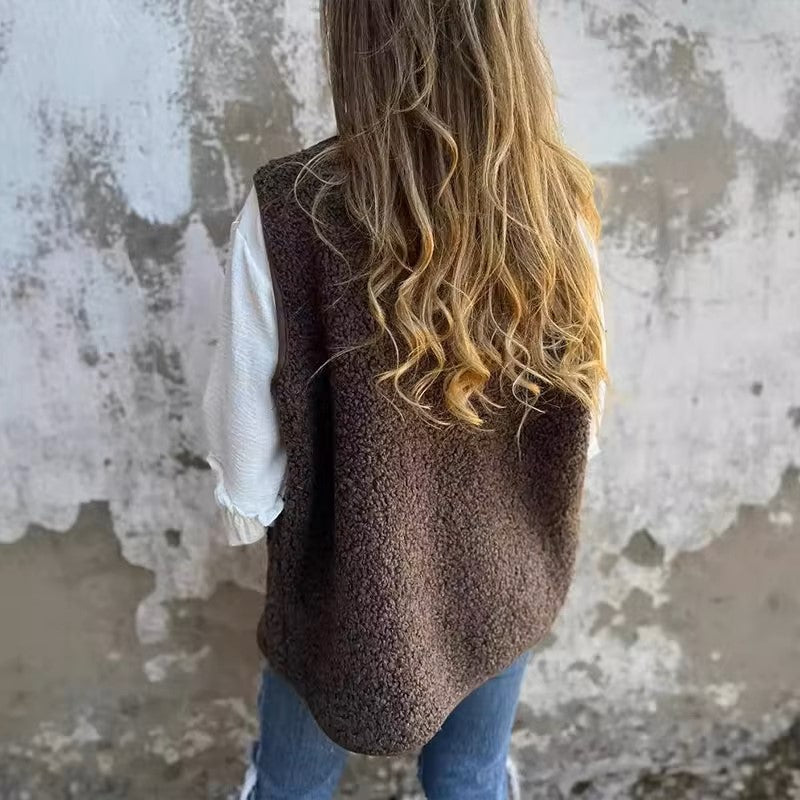 Dames Fleece Bodywarmer met Knopen en Zakken | Perfect voor Herfst & Winter