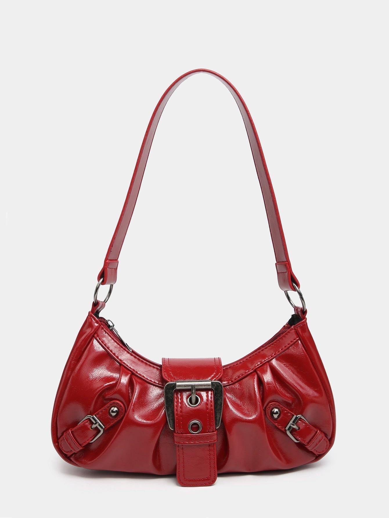Hobo-Tasche aus Vintage-Kunstleder – Mit Schnalle und Verstellbarem Schulterriemen
