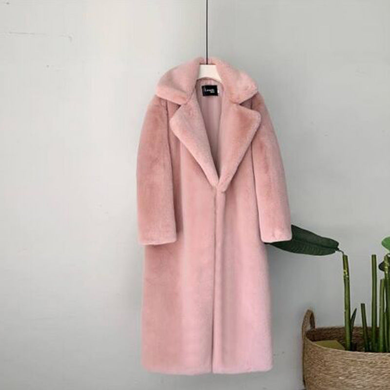 Dames lange zachte pluchen jas – Warm, stijlvol en elegant voor koude dagen