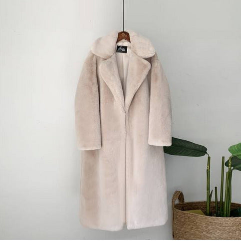 Dames lange zachte pluchen jas – Warm, stijlvol en elegant voor koude dagen
