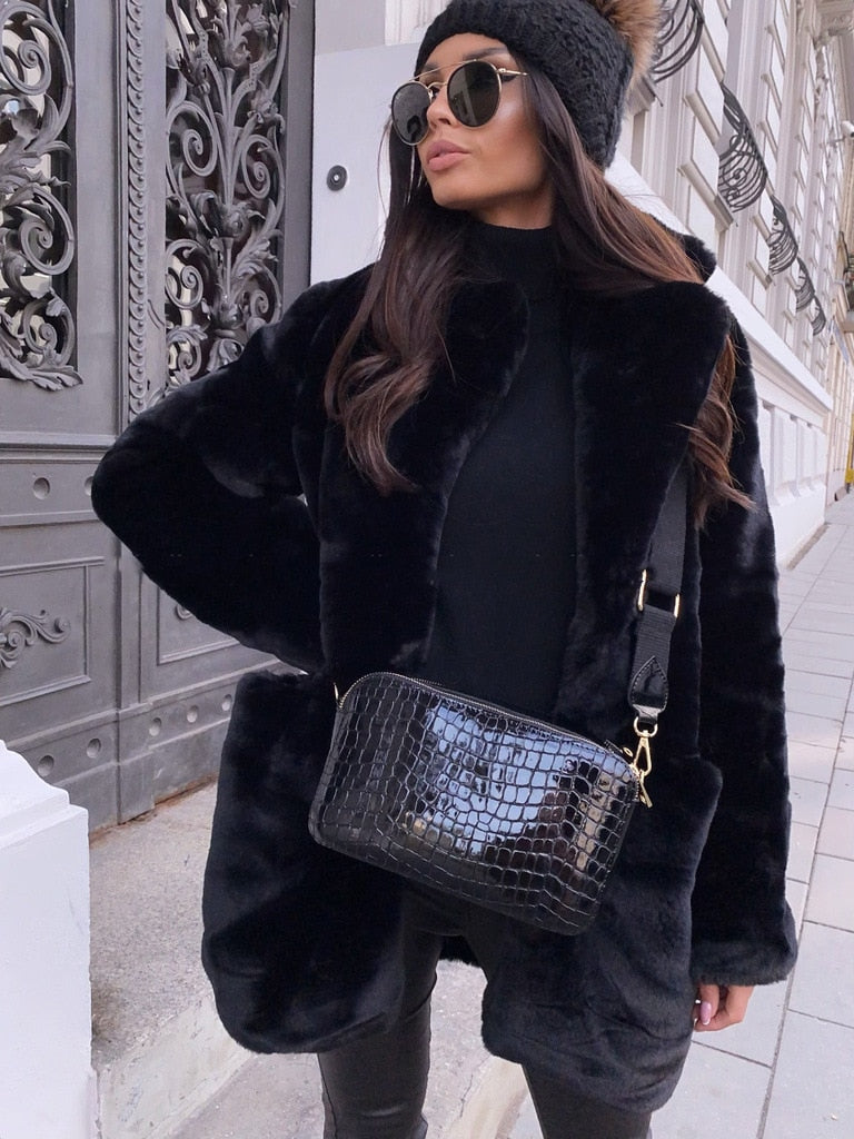 Dames Elegante Imitatiebontjas – Warm & Stijlvol voor Herfst en Winter