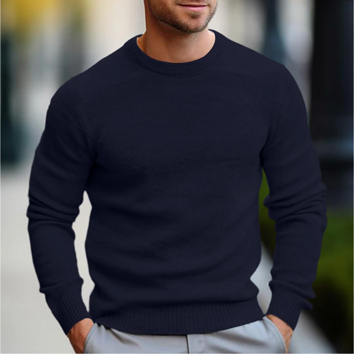 Heren Casual Trui met Ronde Hals – Comfortabel en Stijlvol