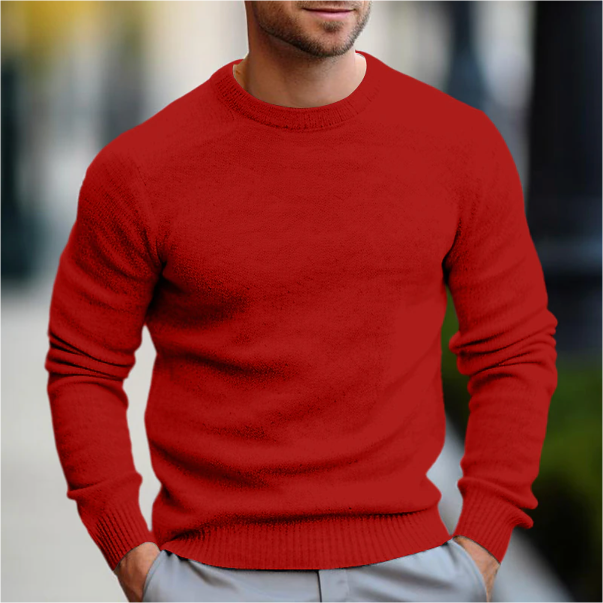 Heren Casual Trui met Ronde Hals – Comfortabel en Stijlvol