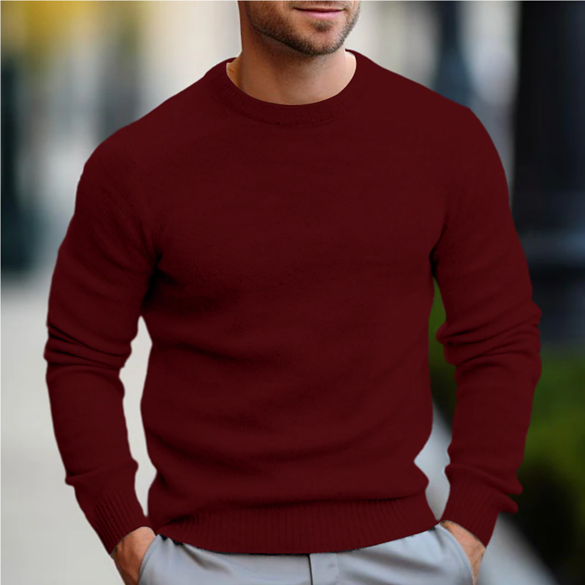 Heren Casual Trui met Ronde Hals – Comfortabel en Stijlvol