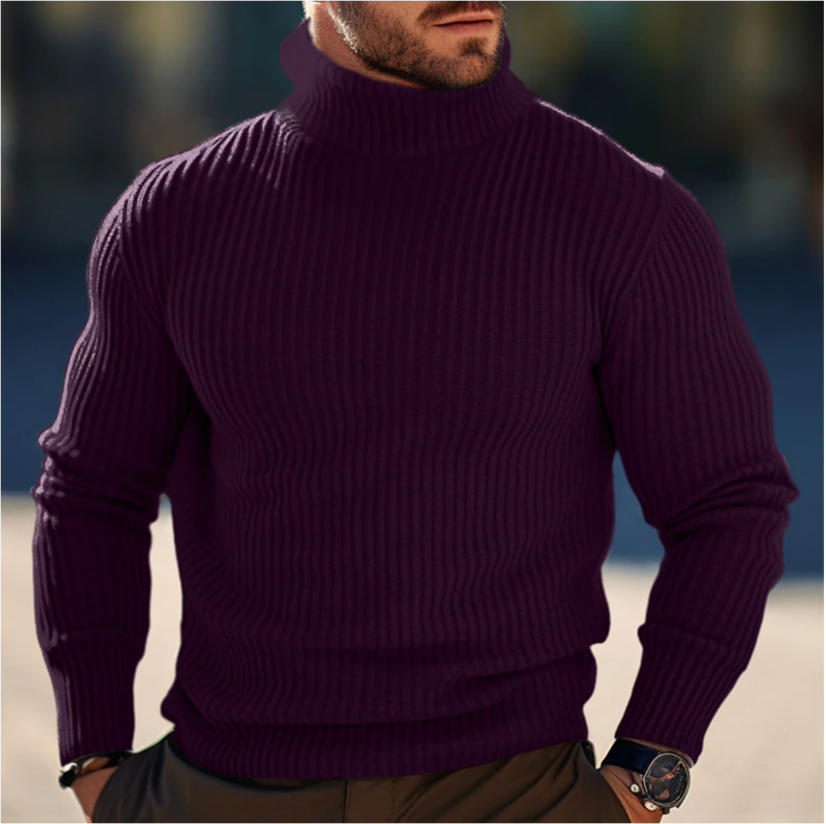 Heren Coltrui – Zachte Gebreide Trui voor Herfst & Winter