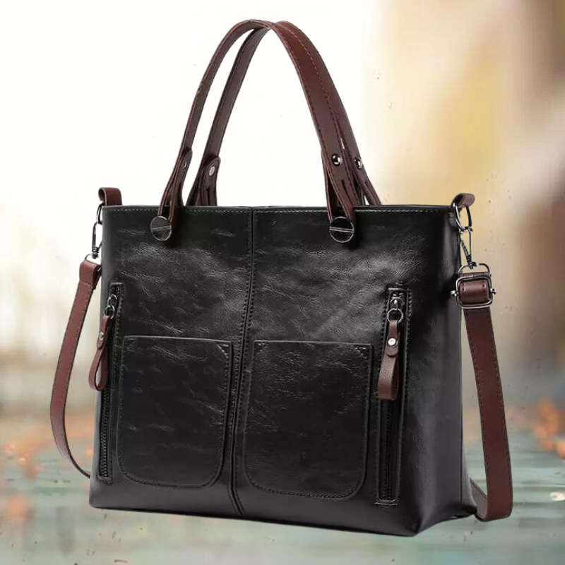 Elegante Vintage Leren Handtas voor Dames – Duurzaam & Stijlvol