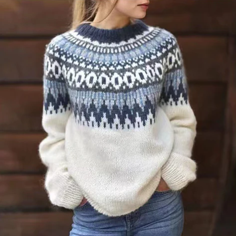 Damen Nordic Pullover Gestrickt