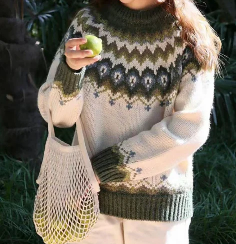 Damen Nordic Pullover Gestrickt