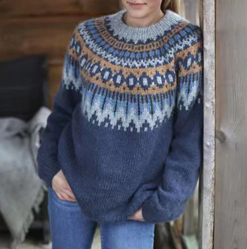 Damen Nordic Pullover Gestrickt