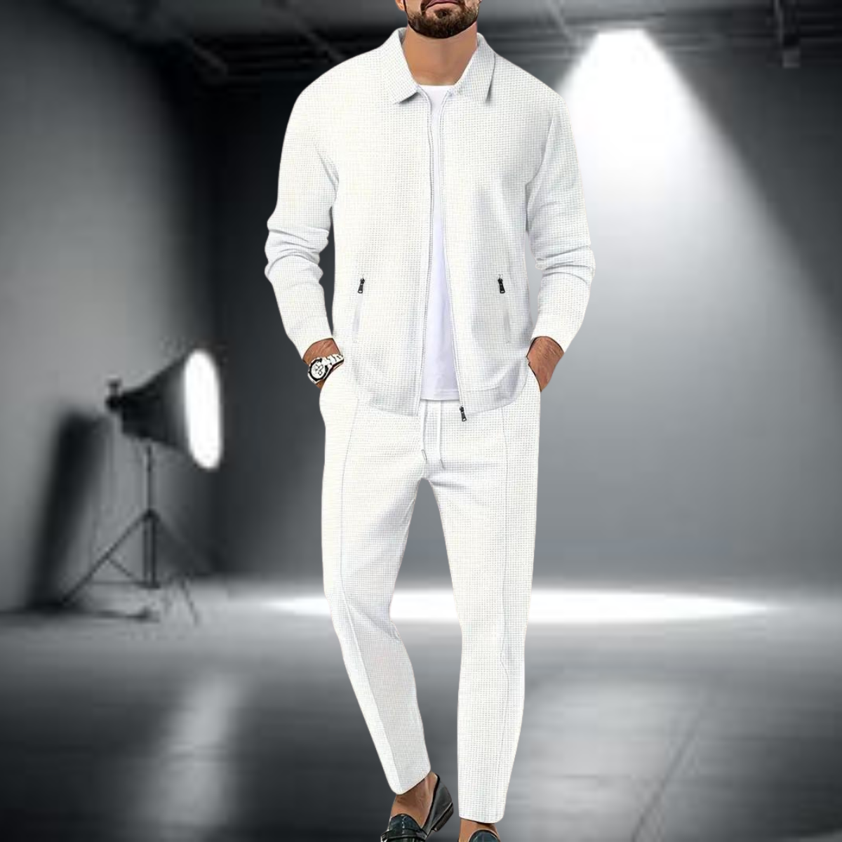 Herren Trainingsanzug – Stilvolle Jacke mit Reißverschluss und Jogginghose, Leichtes Sportset