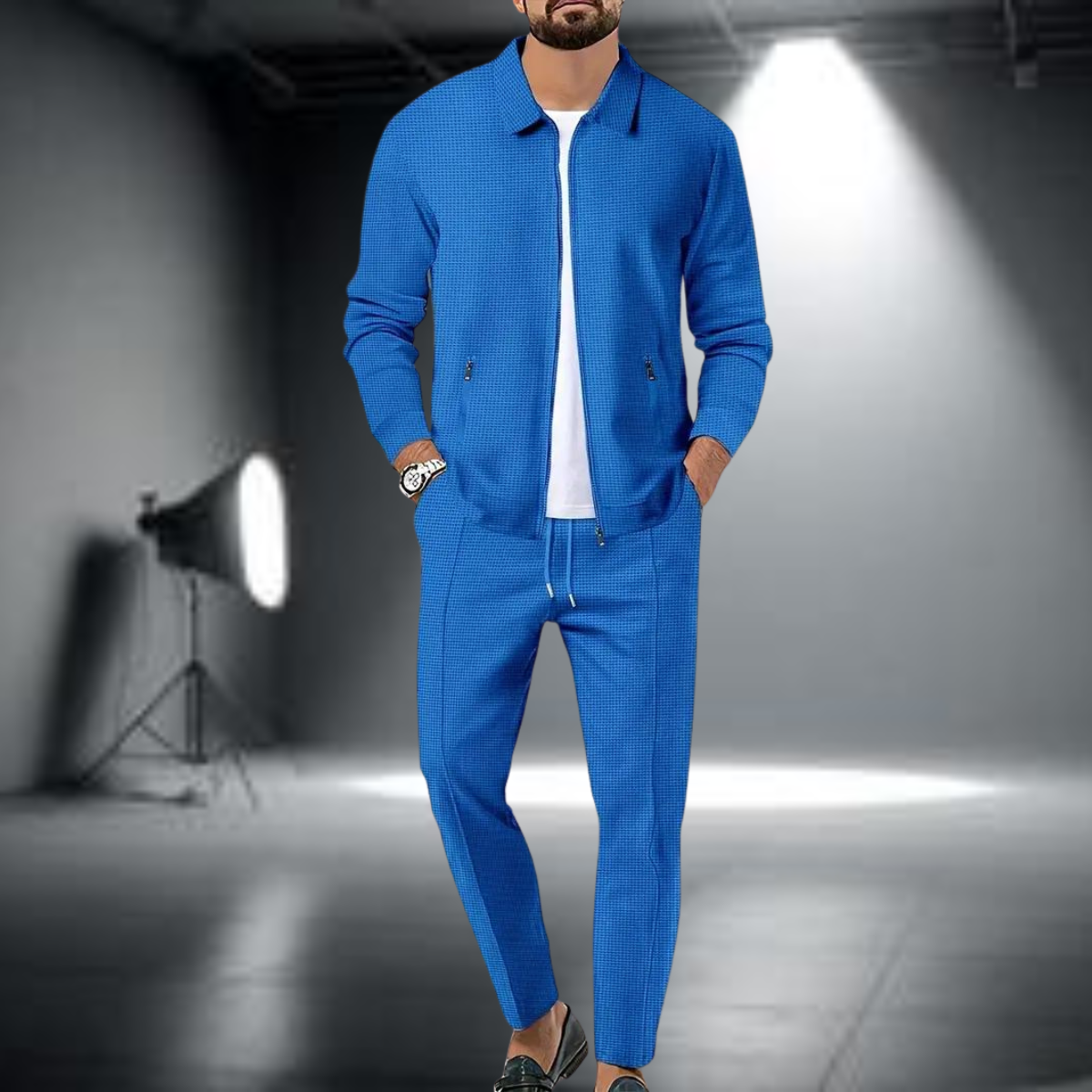 Herren Trainingsanzug – Stilvolle Jacke mit Reißverschluss und Jogginghose, Leichtes Sportset
