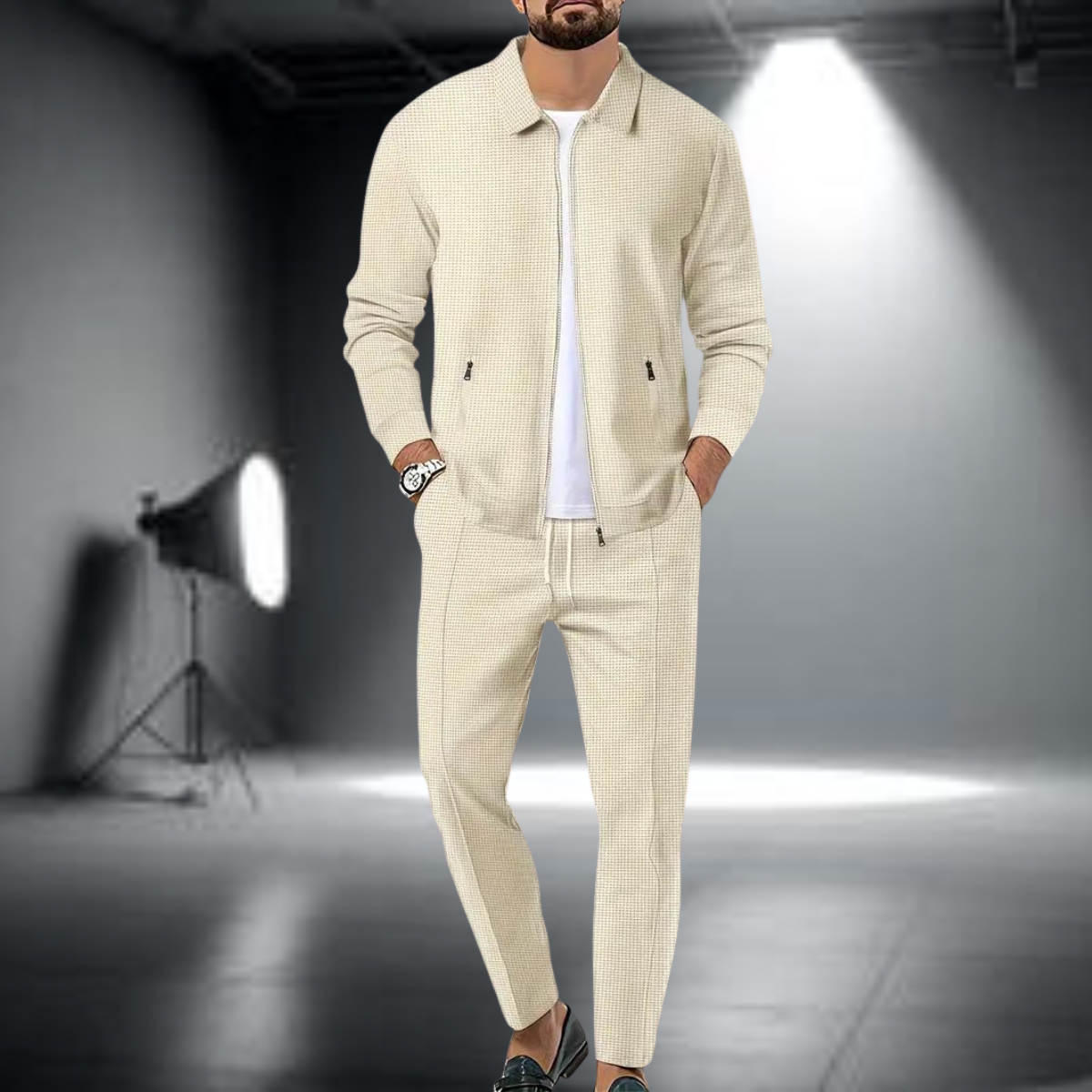Herren Trainingsanzug – Stilvolle Jacke mit Reißverschluss und Jogginghose, Leichtes Sportset
