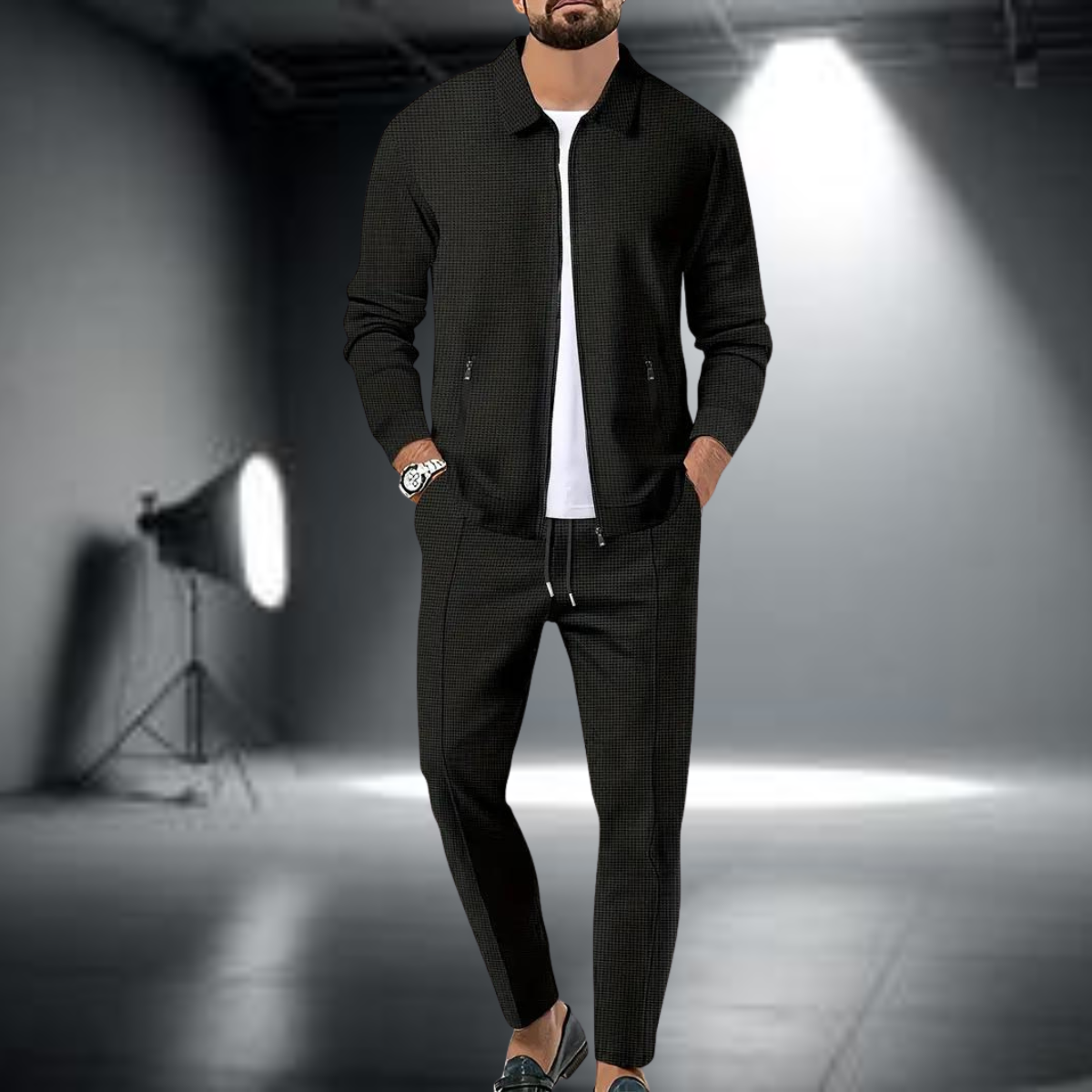 Herren Trainingsanzug – Stilvolle Jacke mit Reißverschluss und Jogginghose, Leichtes Sportset