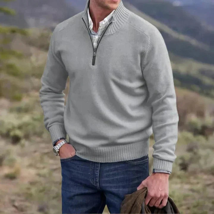 Luxe heren cashmere trui met rits – Ademend & elegant